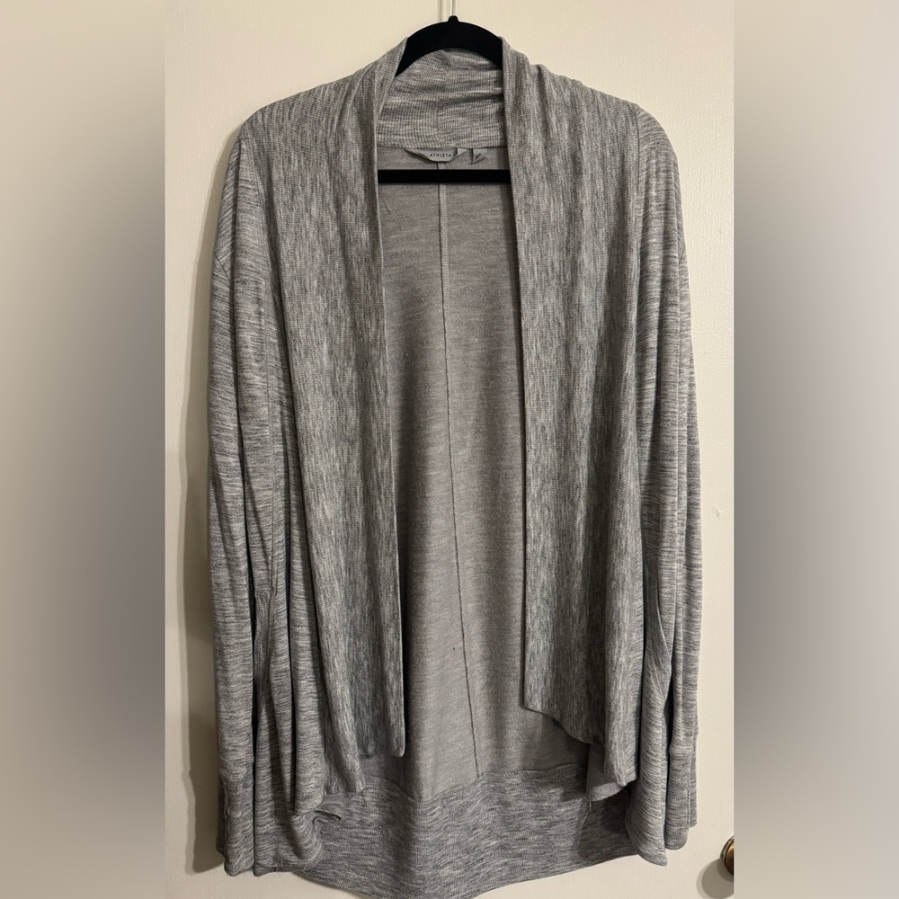 Athleta Heather Gray Pranayama Restore Wrap Sweater